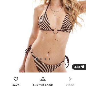 ASOS Brown and Black Striped Bikini TOP
